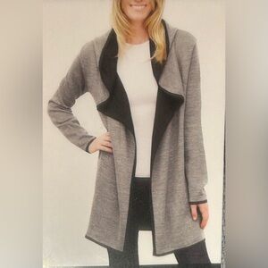 Blank Noir Sweater Size 2X Gray Black Hooded Wool Knit Duster Jacket Plus